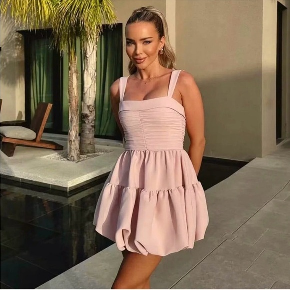 DRAPED BALLOON MINI DRESS - Picture 12 of 16